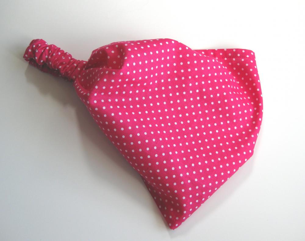 Polka Dot Headband Womens Elastic Gypsy Wide Head Wrap Bandana Hot Pink Retro Inspired