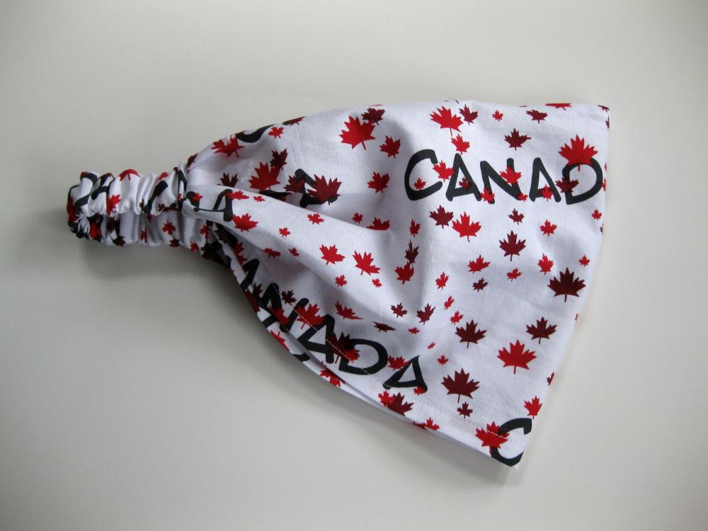 Canada Day Headband Summer Games Head Wrap Womens White Red Elastic Bandana